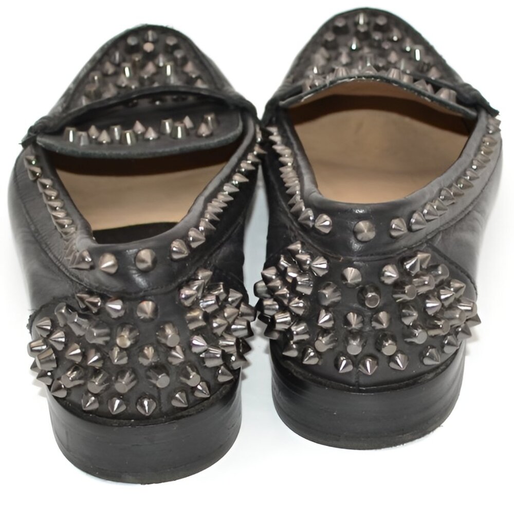 ZARA Spiked Studded Soft Black Real Genuine Leather Loafers Oxford Shoes 6.5 - Picture 7 of 9